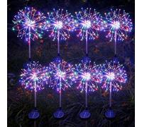 INMKALI Solar Garden Lights Outdoor Yard Decorations, 8 Pack 150Leds Pathway Lights, Fairy Firework Stake Light for Garden, Patio, Pathway, Flowerbed Multicolor