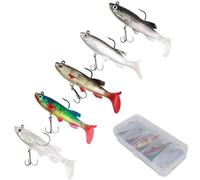 Inmorven Soft Fishing Lures Shad Minnow Swimbaits, Pre-Rigged Jig Head Paddle Tail Swimbaits for Freshwater and Saltwater, Jigs Fishing Bait for Bass Crappie Trout Walleye, Fishing Gifts for Men - 02