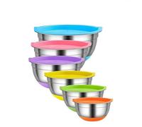 Inmorven Stainless Steel Mixing Bowls Set - 6-Piece Nesting Salad Bowls with Airtight Lids for Baking, Prepping & Space-Saving Storage (Multi-Color)