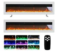 INMOZATA 102cm Electric Fire Recessed Wall Mounted Freestanding Electric Fireplace with Realistic LED Flame Effect, Adjustable Thermostat, Overheat Protection, 900W&1800W (102 cm/40 inch, White)
