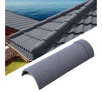 INMOZATA 10pcs Ridge Tiles Roof, Circular Galvanized Steel Ridge Cap 85mm*420mm, Roof Ridge Tiles Mortar Free for Roof Apex(Grey)