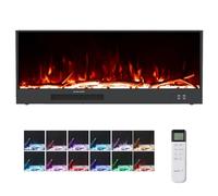INMOZATA 117CM Electric Fire Wall Mounted/Recessed/Free Standing Electric Fireplace with Large LED Flame Effect Display, 12 Flame Colors, Dimmer, Adjustable Temperature, 750W&1500W, Crystal & Log Set