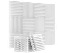 INMOZATA 12 Pack High Density Acoustic Foam Panels, 2.5 x 30 x 30cm Fireproof Soundproof Wall Panels, Noise Reduction Sound Absorbing Panels for Home Office, Recording Studio, White