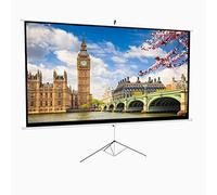 INMOZATA 120" Projector Screen, 16:9 HD Projector Screens Pull Down with Stand, Portable Projector with Tripod Stand Movie Screen for Garden Office Home Cinema Party Indoor Outdoor