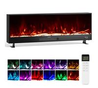 INMOZATA 147CM Electric Fire Free Standing/Wall Mounted/Recessed Electric Fireplace with Large LED Flame Effect Display, 12 Flame Colors, Dimmer, Adjustable Temperature, 750W&1500W, Crystal & Log Set