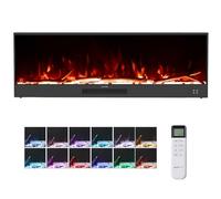 INMOZATA 147CM Electric Fire Free Standing/Wall Mounted/Recessed Electric Fireplace with Large LED Flame Effect Display, 12 Flame Colors, Dimmer, Adjustable Temperature, 750W&1500W, Crystal & Log Set