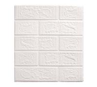 INMOZATA 15 PCS 3D Brick Effect Wall Panels, 35×38.5CM Self Adhesive Wallpaper, Waterproof White DIY Wall Tiles for Kitchen Bathroom Living Room Home Decoration(5mm)