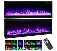INMOZATA 152cm/60 Inch Electric Fire Wall Mounted/Recessed/Freestanding Electric Fireplace with Remote Control, 12 Colors Flame Effect Media Wall Fireplace, Crystal & Log Set, 900W&1800W(60"/152cm)