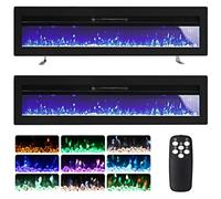 INMOZATA 178cm/70 inch Electric Fire Recessed Wall Mounted Freestanding Electric Fireplace with Realistic LED Flame Effect, Adjustable Thermostat, Overheat Protection, 900W&1800W (178 cm/70 in, Black)