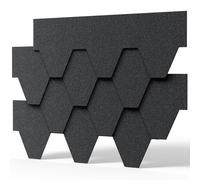 INMOZATA 18 Pieces Roof Shingles, 2.61sqm Asphalt Roof Shingles Self-Adhesive Roofing Felt Tiles for Shed Roofs, Weather Resistant Heavy Duty Roofing Tiles, Polygon Roof Tiles, Black