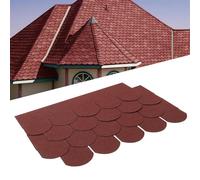 INMOZATA 18pcs Asphalt Roof Shingles, 2.61sqm Self-adhesive Sheds Roofing Felt Shingles Tiles for Roof of Sheds, Weather Resistant Heavy-Duty Roofing Tiles(Fish-scale Shingles, Red)