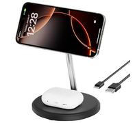 INMOZATA 2 in 1 Magnetic Wireless Charger, Fast Wireless Charger Compatible with iPhone 17/16/15/14/13/12 Series, Samsung Galaxy, Wireless Phone Charger Stand for AirPods, Galaxy Buds-Black