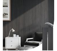 INMOZATA 2pcs Acoustic Wall Panel Wood, Wood Slats Wall Panelling, 3D Wall Panels for Decorative&Sound Absorbing Acoustic Panels 2400x600mm,Black