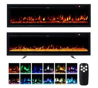 INMOZATA 3 IN 1 Electric Fire 152cm/60" Wall Mounted/Recessed/Freestanding Electric Fireplace with Remote & Touch Screen Control 9 LED Color Flame Effect, 2 Heat Settings 900W&1800W, Crystal & Log Set