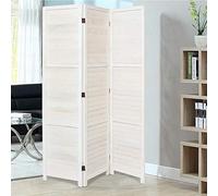 INMOZATA 3 Panel Folding Privacy Screen Room Divider, Paulownia Solid Wood Movable Partition Screen Decorative for Living Room, Bedroom, Study, Office, 120 x 170cm White