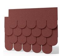 INMOZATA 36pcs Asphalt Roof Shingles, Self-Adhesive Sheds Roofing Felt Shingles Tiles for Most Roof of Sheds Arbour Porch Wendy House Doghouse Log Cabin (Fish-Scale Shingles, Red)