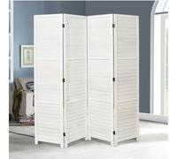 INMOZATA 4 Panel Room Divider Wooden Room Dividers Folding Privacy Screen, Movable Room Partition Screen Free Standing for Living Room, Bedroom, Study, Office,160 x 170cm, White