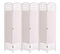 INMOZATA 6 Panel Room Dividers Hand Made Wicker Room Divider Folding Screens and Room Dividers Free Standing Partition Privacy Screen for Bedroom Living Room