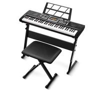 INMOZATA 61 Keys Piano Keyboard with Lighted Up Keys, Electric Piano Keyboard for Beginners, Musical Keyboard with Stand, Bench, Headphones, Microphone, Keys Stickers