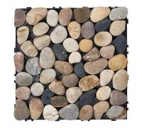 INMOZATA 6PCS Decking Tiles 30×30cm Natural Real Stone Interlocking Flooring Tiles for Outdoor Patio Garden Lawn Balcony Floor Play Area Deck Terrace Set (Multicolour)