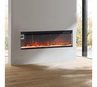 INMOZATA 70''/177.8cm Electric Fire 1-2-3 Sided Panoramic Media Wall Fire Recessed/Free Standing Electric Fireplace with 12LED Flame Effect, 900W/1800W, Adjustable Termostat, Remote Control