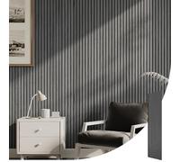 INMOZATA Acoustic Wall Panel Wood, Wood Slats Wall Panelling, 3D Wall Panels for Decorative&Sound Absorbing Acoustic Panels 2400x600mm,Grey