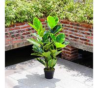 INMOZATA Artificial Plants Outdoor 3FT/90cm Artificial Ficus Fiddle Fig Trees for Indoor Garden Front Door Decoration