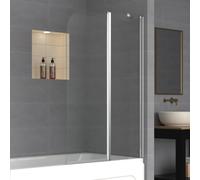 INMOZATA Curved Shower Screen, Foldable Tempered Glass with 180° Swivel Hinges Shower Screens for Bath, Over Bath Shower Screen Glass Panel(Chrome,900 * 1400mmmm)