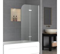 INMOZATA Curved Shower Screen, Two-Fold Tempered Glass with 180° Swivel Hinges Shower Screens for Bath, Over Bath Shower Screen Glass Panel,900 * 1400mmmm