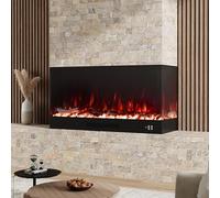 INMOZATA Electric Fire 46in/117cm Recessed Electric Fireplace with Remote & APP Control, Media Wall Fireplace with 12 Color Flame Effect, 900W &1800W Heater, Crystal & Log Set