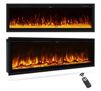INMOZATA Electric Fire 60inch/152cm Wall Mounted/Recessed/Freestanding Electric Fireplace with Remote Control, 12 Colour Flame Effect Media Wall Fireplace, Crystal & Log Set, 900W&1800W(60"/152cm)