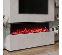 INMOZATA Electric Fire 60INCH 3D Media Wall Fireplace with Child Lock Function and WIFI Control, Overheat Protection, 12 Flame Effect, 7 Bottom Lights and 7 Top Lights