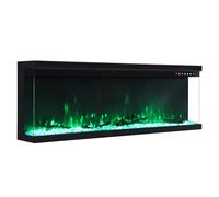 INMOZATA Electric Fire 80inch/203.2cm Recessed/Freestanding Electric Fireplace 3-Side Glass Display Media Wall Fire with 9 Colors Realistic LED Flame Effect Touch Remote Control & Overheat Protection
