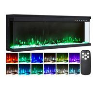 INMOZATA Electric Fire 80inch/203.2cm Recessed/Freestanding Electric Fireplace 3-Side Glass Display Media Wall Fire with 9 Colors Realistic LED Flame Effect Touch Remote Control & Overheat Protection