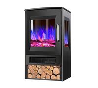 INMOZATA Electric Fire Stove 3D Glass Display Freestanding Electric Fireplace with 8 Flame Effect & 8 Coal Fuel Bed Effect Available, Overheat Protection & 45° Tip Over Protection, APP & Remote Contro