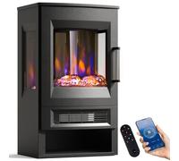 INMOZATA Electric Fire Stove 3D Glass Display Freestanding Electric Fireplace with 8 Flame Effect & 8 Ember Bed Effect Available, Overheat Protection & 45° Tip Over Protection, APP & Remote Control