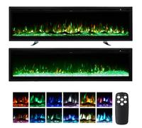 INMOZATA Electric Fire Wall Mounted/Recessed/Freestanding 127cm Electric Fireplace with Remote & Touch Screen Control 12 LED Color Flame Effect, 2 Heat Settings 900W&1800W, Crystal & Log Set