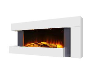 INMOZATA Electric Fireplace Wall Mounted/Free Standing 52inch /132CM Electric Fire Suites in White 7 day Programmable Remote Control Electric Fire Heater with Flame Effect and Moon Lighting