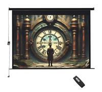 INMOZATA Electric Projector Screen 120 inch/266x149cm Motorised Projector Screen with Remote Control 16:9 Ratio Movie Screen for for Home Theater Cinema Office Video Game Outdoor Indoor-Black