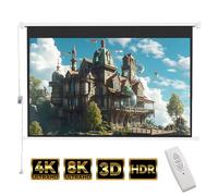 INMOZATA Electric Projector Screen 72 inch/159x89cm Motorised Projector Screen with Remote Control 16:9 Ratio Matte White Screen for for Home Theater Cinema Office Video Game-White Frame