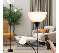 INMOZATA Floor lamp, Remote Control Standing Lamps, Stepless Dimming Mother and Child Lamp, Uplighter Floor Lamp with Reading Lamp, Tall Standing Lamp for Living Room, Bedroom, Office (Black)