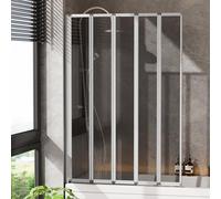 INMOZATA Grey Shower Screen, 5 Panel Folding Bath Shower Screen, Over Bath Shower Screens Tempered Glass Panel Shower Screens, 1200 * 1400mm