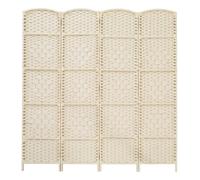 INMOZATA Hand-woven Wicker Room Divider, 4 Panel Folding Screens and Room Dividers Free Standing, Room Partition Privacy Screen Room Divider for Bedroom Living Room Office,Beige