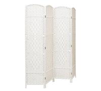 INMOZATA Hand-woven Wicker Room Divider, 4 Panel Folding Screens and Room Dividers Free Standing, White Room Partition Privacy Screen Room Divider for Bedroom Living Room Office