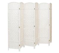 INMOZATA Hand-woven Wicker Room Divider, 6 Panel Folding Screens and Room Dividers Free Standing, White Room Partition Privacy Screen Room Divider for Bedroom Living Room Office