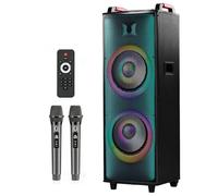 INMOZATA Karaoke Machine with 2 Wireless Microphones for Adults, Dual 12" Subwoofer Portable Bluetooth Speaker with 400W Peak Power, PA System with LED Disco Lights, Supports USB/AUX/TF Card/TWS/EQ