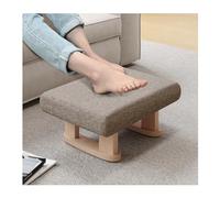 INMOZATA Linen Fabric Footstool Pouffe Stool Low Stool Change Shoe Footrest Wooden Legs for Living Room Bedroom (Khaki)