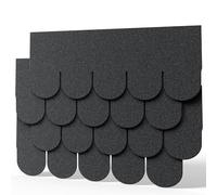 INMOZATA Pack of 18pcs Asphalt Roof Shingles 2.61sqm Self-adhesive Sheds Roofing Felt Shingles Tiles for Most Roof of Sheds Arbour Porch Wendy House Doghouse Log Cabin (Fish-scale Shingles, Black)