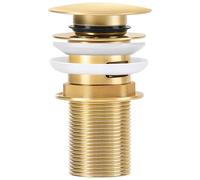 INMOZATA Pop Up Basin Waste,Bathroom Sink Basin Pop Up Waste Slotted Click Clack Plug with Overflow - Chrome Finish,Large Stainless Steel Cover,Brass Hex Nut&Spring(Gold)