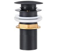 INMOZATA Pop Up Basin Waste,Bathroom Sink Basin Pop Up Waste Slotted Click Clack Plug with Overflow - Chrome Finish,Large Stainless Steel Cover,Brass Hex Nut&Spring(Black)